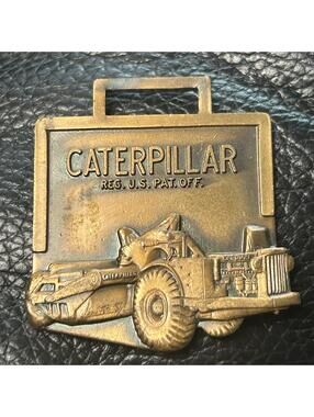 Vintage Caterpillar Cat DW21 Scraper Watch Fob Darr Equipment Co Texas Brass